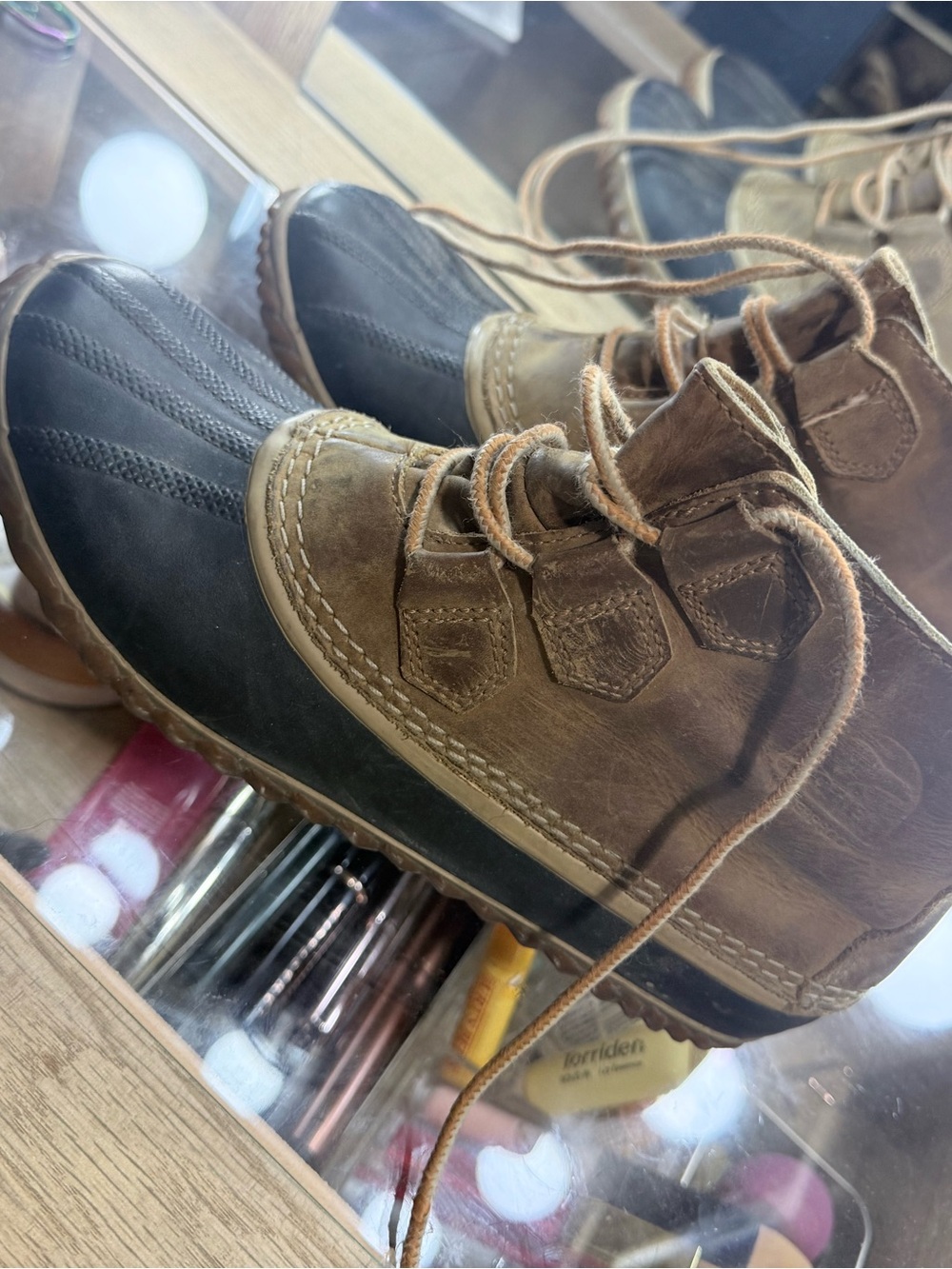 Sorrel Brown Leather Lace-Up Duck Boots